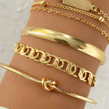 Juego de Pulseras de Cadena de Metal de 4 Piezas