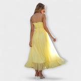 Celine - Vestido midi sin mangas con volantes