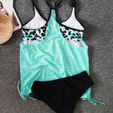 Julia™ | Tankini liso con estampado de leopardo