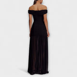 Maelie - Elegante vestido maxi bodycon sin tirantes con adornos florales