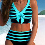 Martina™ | Bikini de rayas de cintura alta