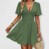 Winslet - Vestido con cintura fruncida y escote en V