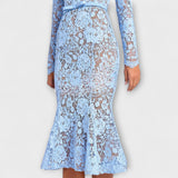 Freya - Vestido midi elegante de encaje floral