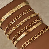Conjunto de Pulseras de Cadena Cubana de 6 Piezas