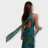 Maisie - Vestido maxi con estampado de iris de Monet
