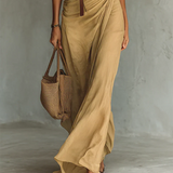 Camille™ | Vestido maxi con solapa y cinturón en la cintura