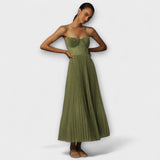 Marilyn - Vestido midi con bustier y falda fruncida