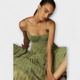 Marilyn - Vestido midi con bustier y falda fruncida