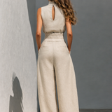 Maria™ | Conjunto de camiseta de tirantes y pantalones anchos de algodón y lino minimalista para mujer