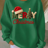 Sudadera casual con estampado navideño para mujeres