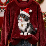 Sudadera con capucha de franela con diseño navideño para mujeres