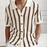 RetroKnit Polo de rayas con botones