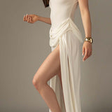 Duchess Vestido Maxi Draped con Abertura Lateral