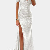 Molinas Vestido de Sirena Off-Shoulder con Lentejuelas
