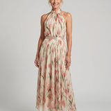 Martina™ | Vestido midi con escote halter floral