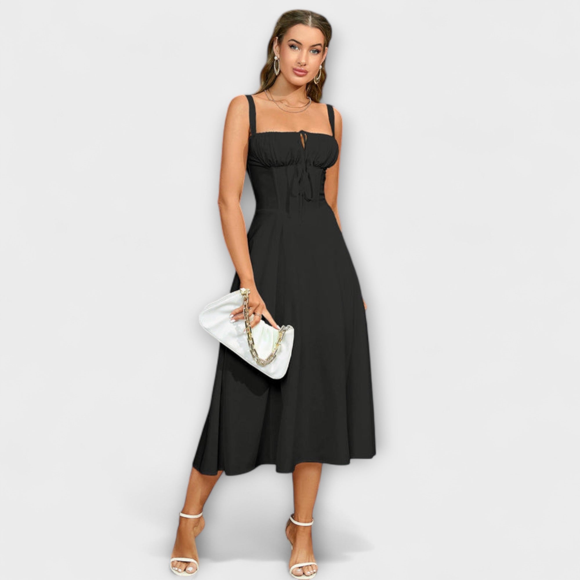 Upanje - vestido rosa con detalle de abertura