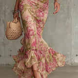 Rosalie™ | Vestido maxi con estampado de rosas vintage