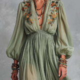 Élodine™ | Vestido Maxi Bohemio con Estampado Floral