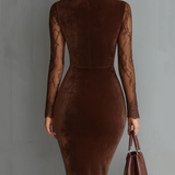 Aurélia™ | Minivestido de terciopelo con mangas de encaje