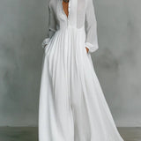Léonie™ | Vestido maxi minimalista con cuello alto
