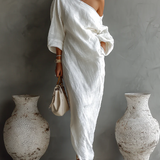 Elise™ | Elegante vestido maxi de un solo hombro en blanco