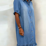 Clarissa® | Vestido de denim cómodo con pliegues favorecedores