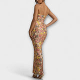 Oakley - Vestido maxi con flores y lentejuelas en estilo ochentero