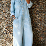 Noa | Mono de denim con escote de hombro descubierto