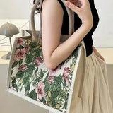 Taila Bolsa de Yute con Estampado Floral y Diseño Ecológico