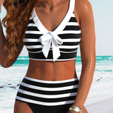 Martina™ | Bikini de rayas de cintura alta