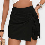 Shorts con falda y cintura alta