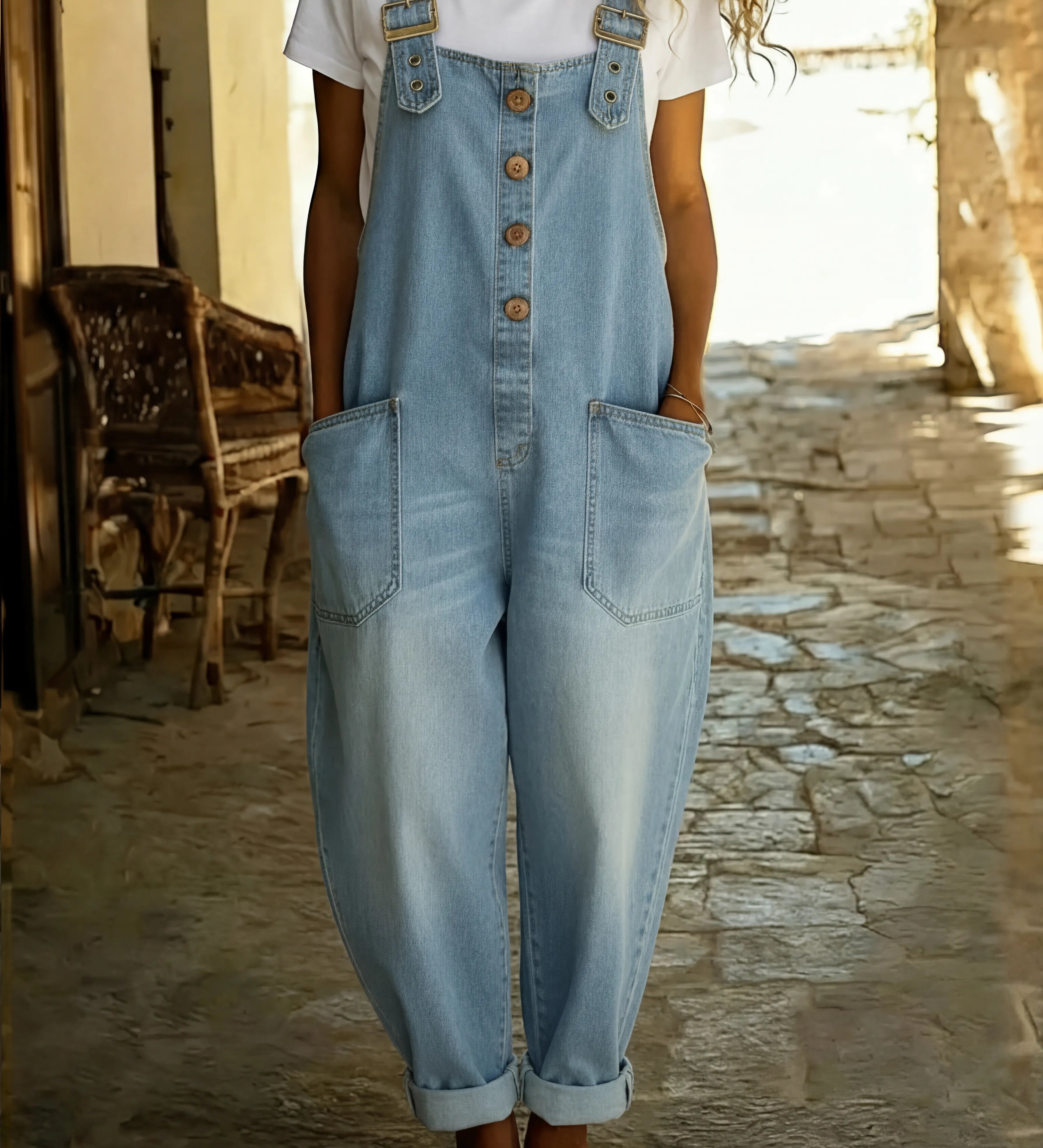 Juul | Mono de denim con tirantes ajustables