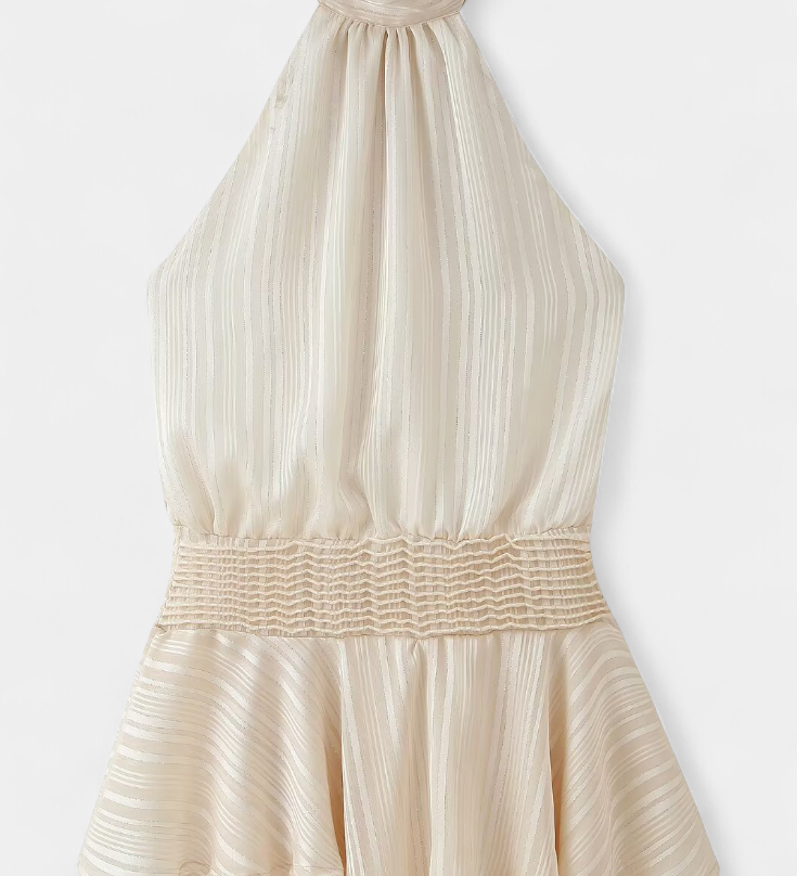 Azucena Vestido Mini con Espalda Abierta y Cintura Plisada