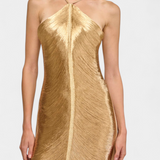 Jianna Vestido Halter con Flecos Metálicos