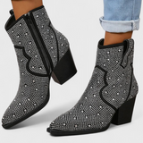 Berenice Botas Elegantes con Patchwork y Cremallera Lateral