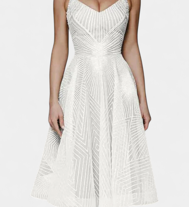 Everleigh Vestido Largo con Bordados y Corte en A