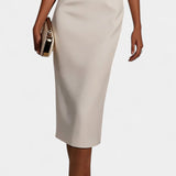 Reece Vestido Midi con Perlas y Cuello Redondo