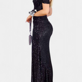 Molinas Vestido de Sirena Off-Shoulder con Lentejuelas