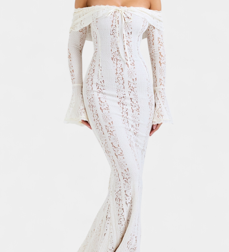 Rosalie Vestido Maxi Off-Shoulder de Encaje