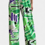 Senda Pantalones de Pierna Ancha con Estampado Abstracto