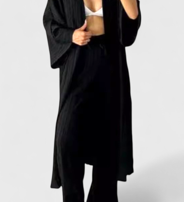 Caspian Conjunto Relajado de Dos Piezas con Kimono Largo