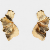 Pendientes Colgantes de Hoja en Metal Texturizado