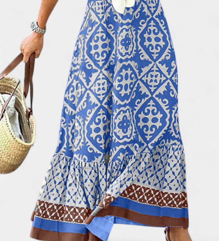 Ethel Falda Maxi Estampada con Volante