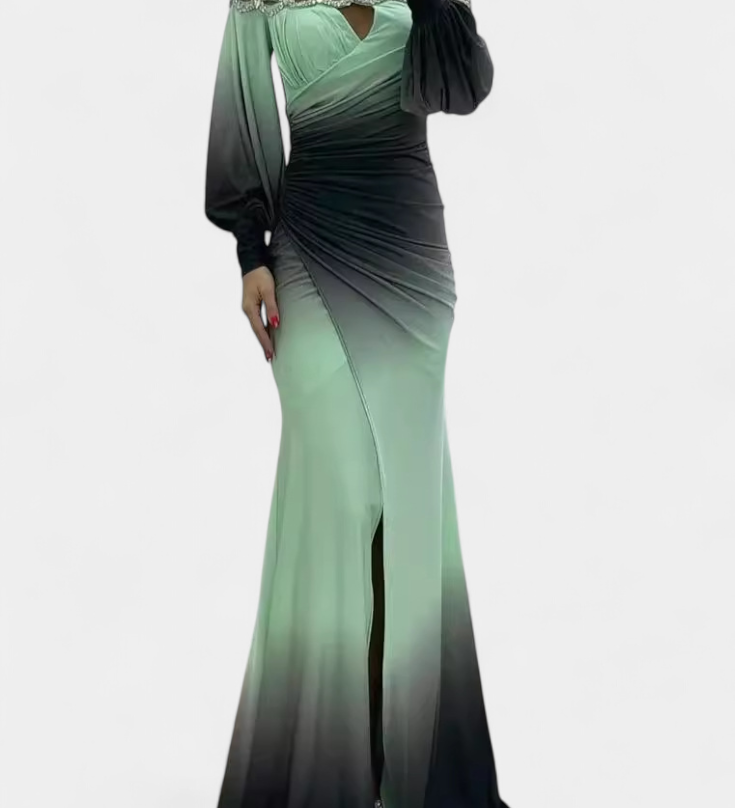 Julitta Vestido Maxi Ombre con Hombros Descubiertos