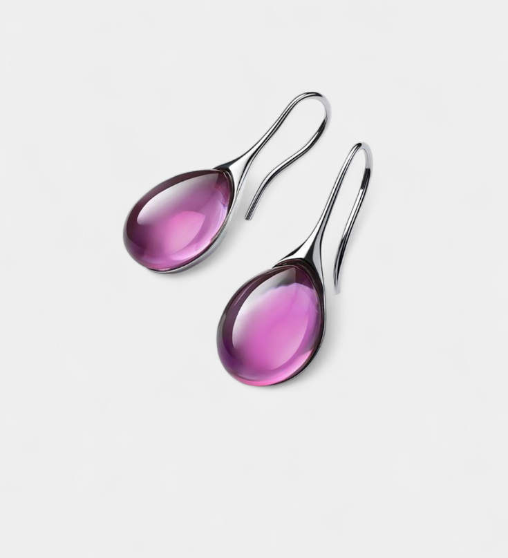 Pendientes de Gota de Cristal en Oro y Plata