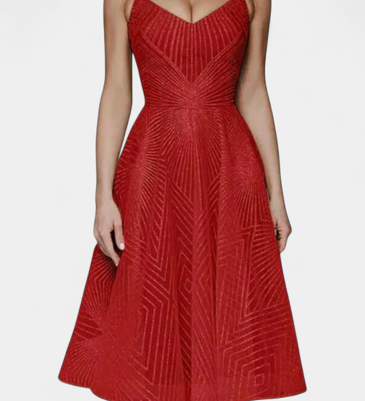 Everleigh Vestido Largo con Bordados y Corte en A