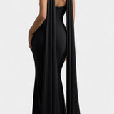 Faffienia Vestido Maxi con Escote Halter y Corte en Forma de Llave
