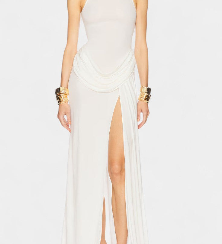 Duchess Vestido Maxi Draped con Abertura Lateral