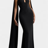 Faffienia Vestido Maxi con Escote Halter y Corte en Forma de Llave