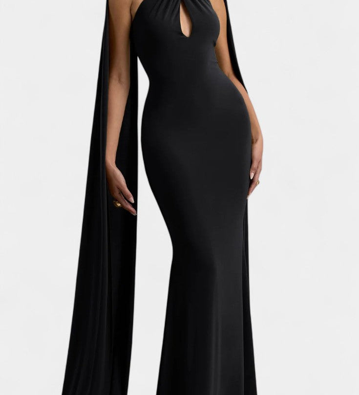 Faffienia Vestido Maxi con Escote Halter y Corte en Forma de Llave